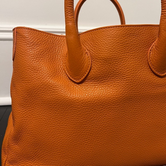Mark & Graham Elisabetta Slouch Leather Handbag Tangerine Pebbled Leather - Picture 7 of 10